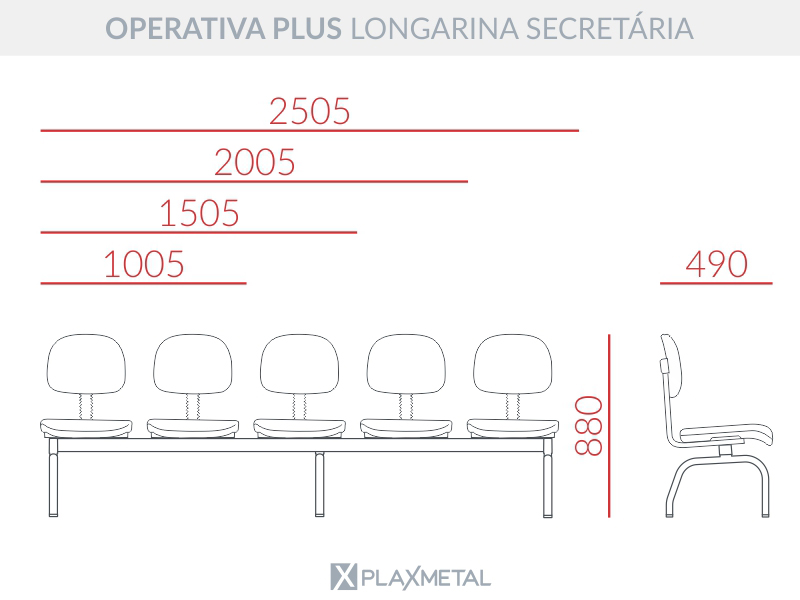 Dimensões Operativa Plus Longarina Operativa Plus Longarina Secretária