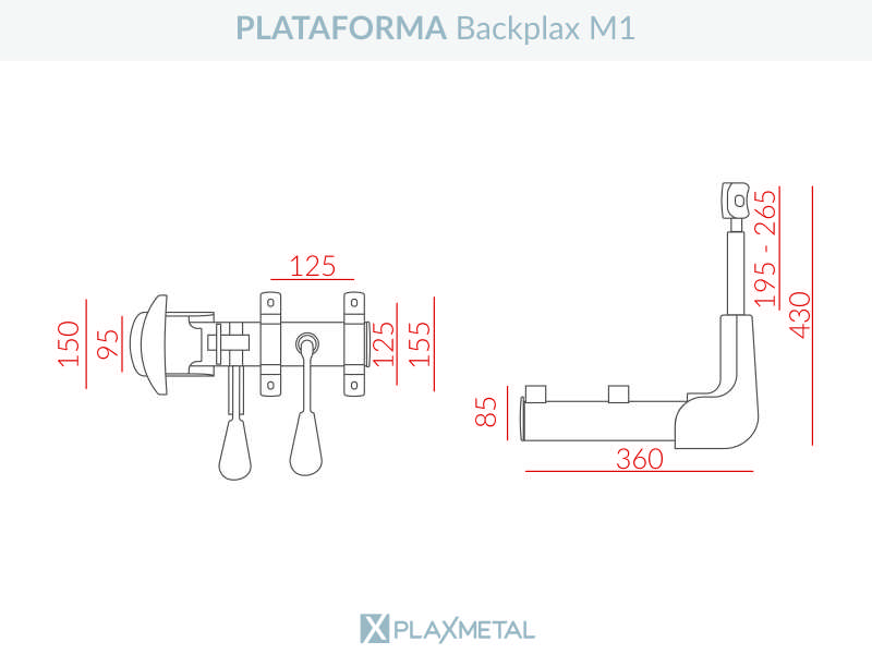 Dimensões Plataforma Backplax M1 com chapa – 24744 Plataforma Backplax M1 com chapa
