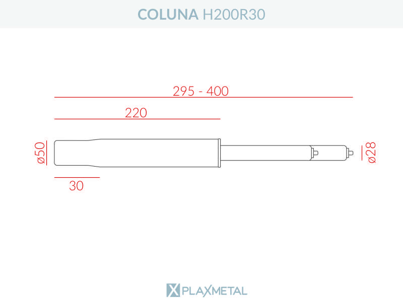 Dimensões Coluna H200R30 – 06453 Coluna H200R30