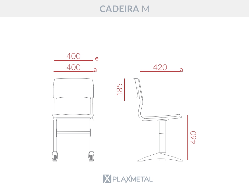 Dimensões Cadeira M, N Cadeira M