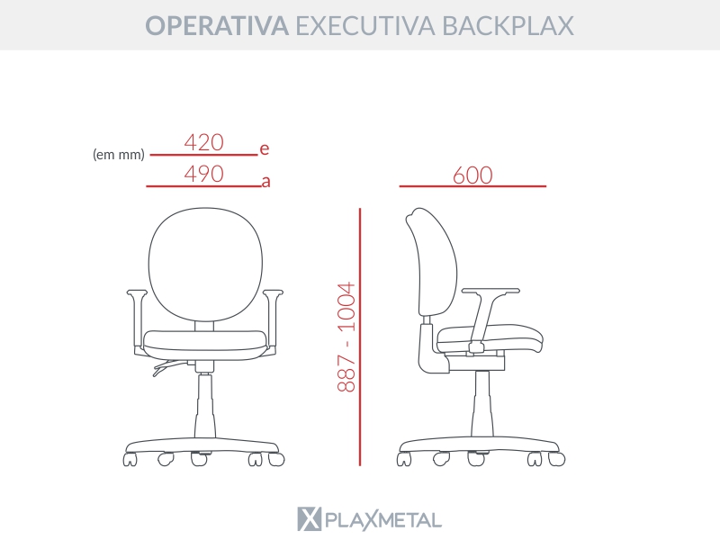 Dimensões Operativa Executiva Operativa Executiva Backplax