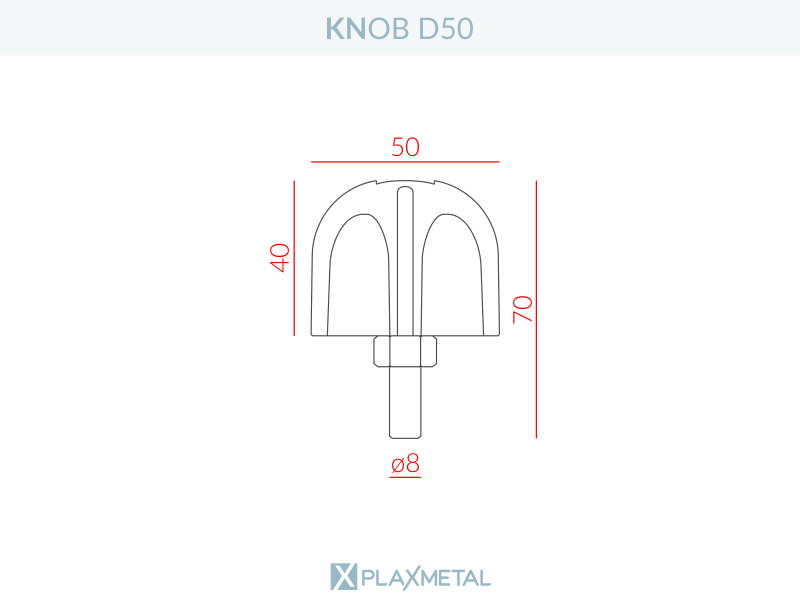 Dimensões Knob D50 – 07140 Knob D50